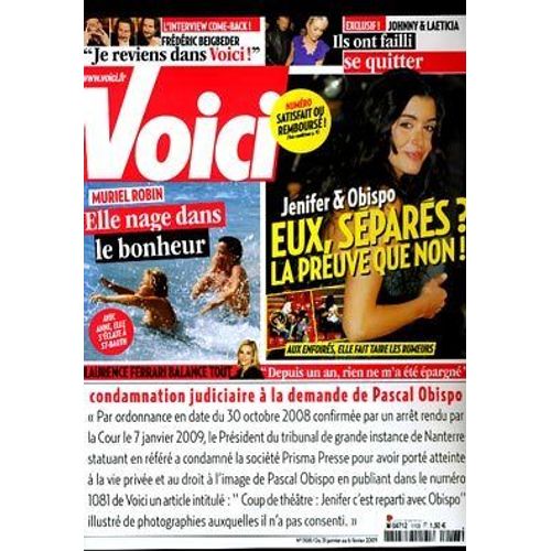 Voici  N° 1108 : Jenifer Et Obispo Separes ? La Preuve Que Non - Muriel Robin Nage Dans Le Bonheur - Johnny Et Laeticia Ont Failli Se Quitter