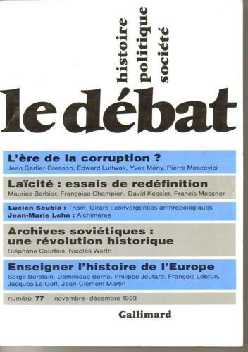 Le Debat N° 77 Novembre-Decembre 1993
