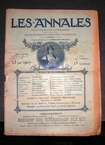 Les Annales Politiques Et Litteraires  N° 1252 : Dans Ce Numero L'operette Adolphe Brisson