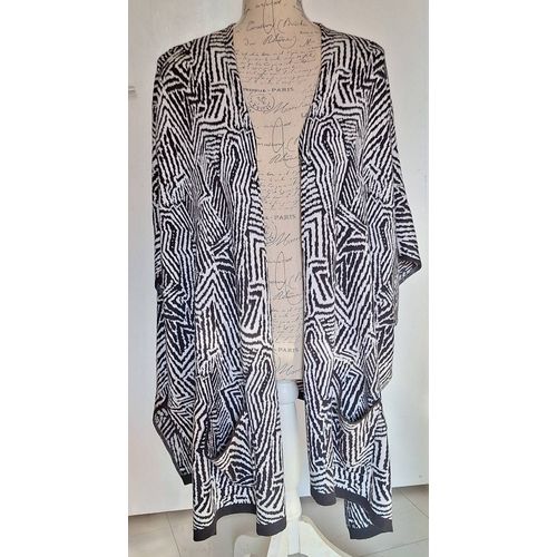 Kimono Oversize En Maille Bicolore Sans Fermeture