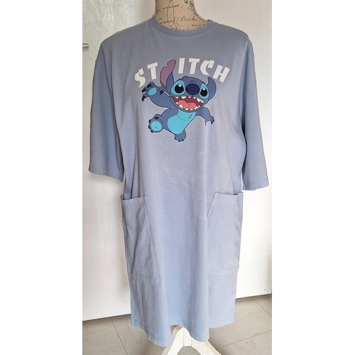 Chemise De Nuit Bleue À Manches Courtes Stitch