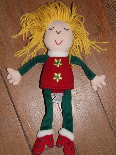 Poupee Marks Et Spencer Doudou Marks&spencer Peluche Rouge Vert Fleurs 32 Cms Chiffon Tissu