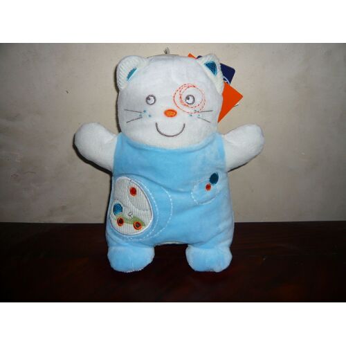 Doudou Chat Blanc Bleu Nicotoy Kiabi