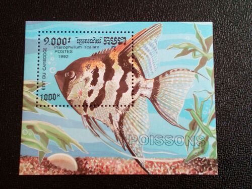 Timbre Cambodge Yt Bf 90 Poisson-Ange D'eau Douce (Pterophyllum Scalare) 1992 ( 080404 )