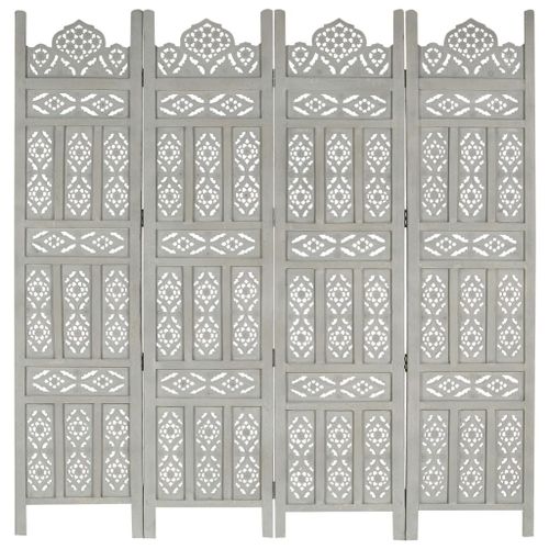 vidaXL Cloison de séparation 4 panneaux Gris 160x165 cm Bois manguier