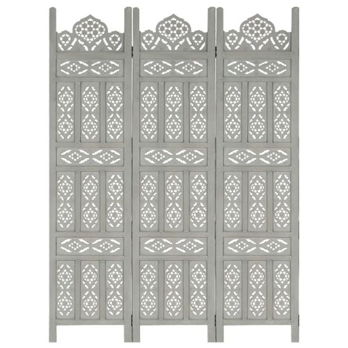 vidaXL Cloison de séparation 3 panneaux Gris 120x165 cm Bois manguier