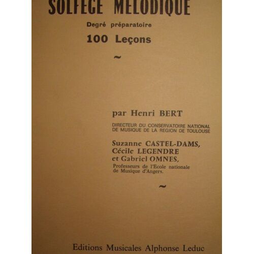 Solfege Melodique Degre Preparatoire 100 Leçons Ref Al 27491