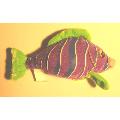 Peluche Poisson Exotique Violet Et Vert - 20 X 10 Cm