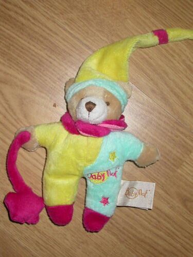 Ours Doudou Avec Etoile Grelot Inscription Babynat Jaune Bleu