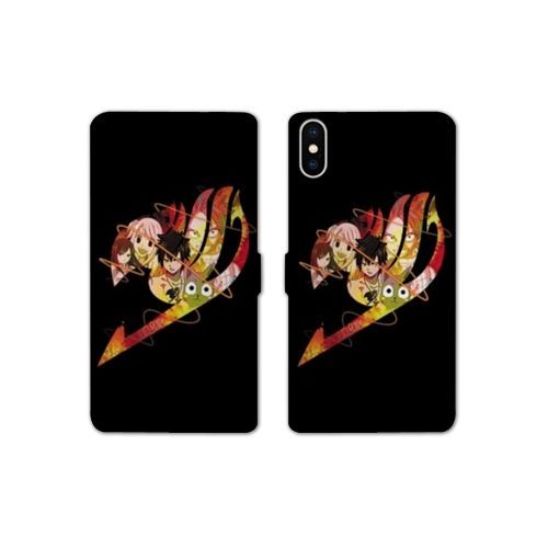 Housse Cuir Portefeuille Pour Iphone Xr Manga Fairy Tail Logo Noir