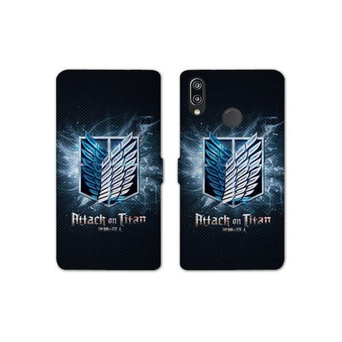 Housse Cuir Portefeuille Pour Samsung Galaxy A20e Manga Attaque Titans Noir
