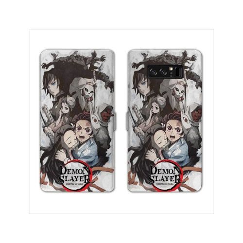 Housse Cuir Portefeuille Pour Samsung Galaxy S10 Manga Demon Slayer Blanc