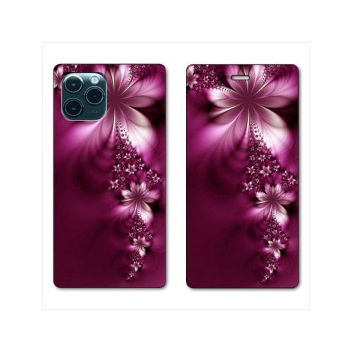 Housse Cuir Portefeuille Pour Huawei P40 Fleur Violette Montante