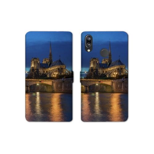 Housse Cuir Portefeuille Pour Samsung Galaxy A20e France Notre Dame Paris Night