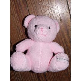 Ours Ourson Natalys Natalis Rose Doudou Peluche De 14 Cms Assis