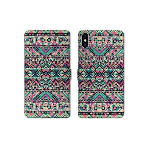 Housse Cuir Portefeuille Pour Iphone X / Xs Aztec Azteque