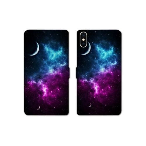 Housse Cuir Portefeuille Pour Iphone Xr Espace Univers Galaxie