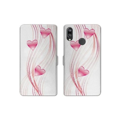 Housse Cuir Portefeuille Pour Samsung Galaxy A20e Coeur Rose Montant