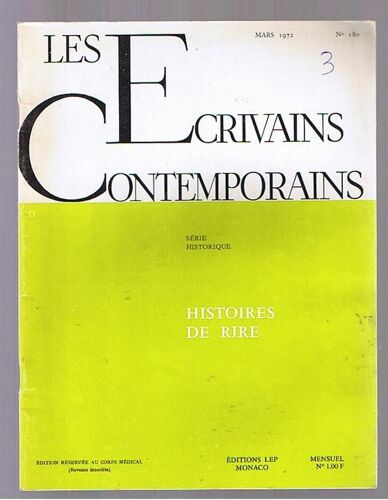 Les Ecrivains Contemporains  N° 180 : Mars 1972, Histoires De Rire