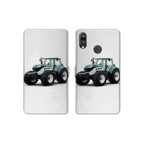 Housse Cuir Portefeuille Pour Samsung Galaxy A20e Agriculture Tracteur Blanc
