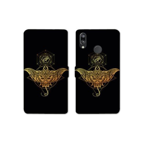 Housse Cuir Portefeuille Pour Samsung Galaxy A20e Animaux Maori Raie Noir