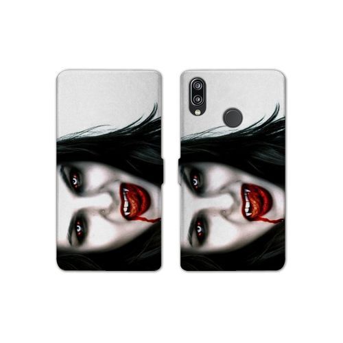 Housse Cuir Portefeuille Pour Samsung Galaxy A20e Vampire Blanc