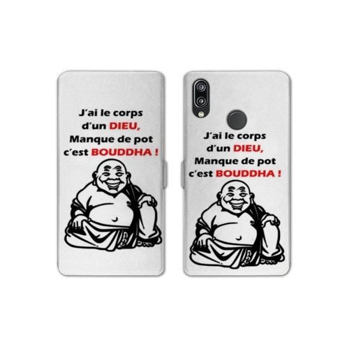 Housse Cuir Portefeuille Pour Samsung Galaxy A20e Humour Bouddha