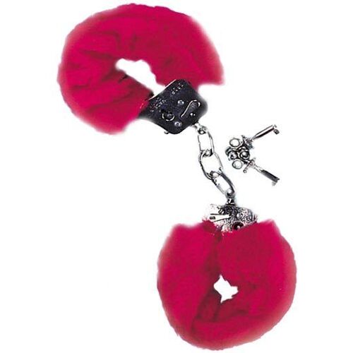 Menottes Erotiques  En Métal  Avec Clef  -  Fourrure Coloris  Rouge   -  Broie Du Noir  -  Soho