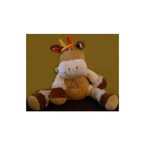 Ane Vache Indienne  Catimini Doudou Blanc Orange Beige Peluche De 28 Cms