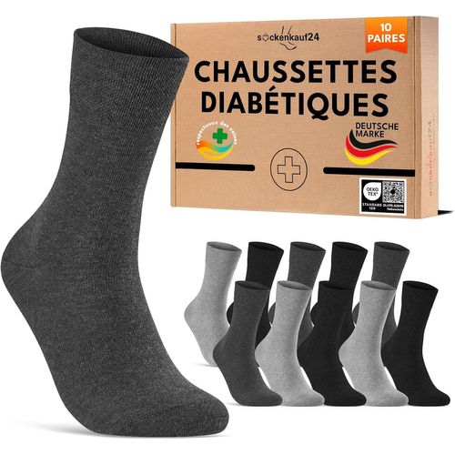 Lot De 10 Paires Chaussettes Diabetiques Homme Femme Coton Sans Elastique & Sans Couture.[S53]