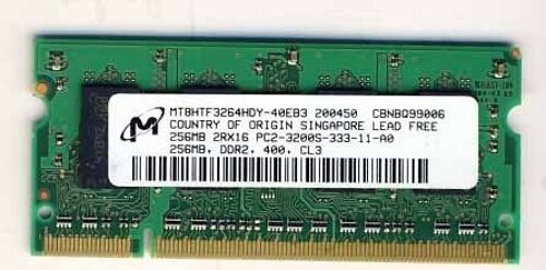 Micron - Mémoire - 256 Mo - SO DIMM - DDR2 - PC2-3200s - MT8HTF3264HDY-40EB3