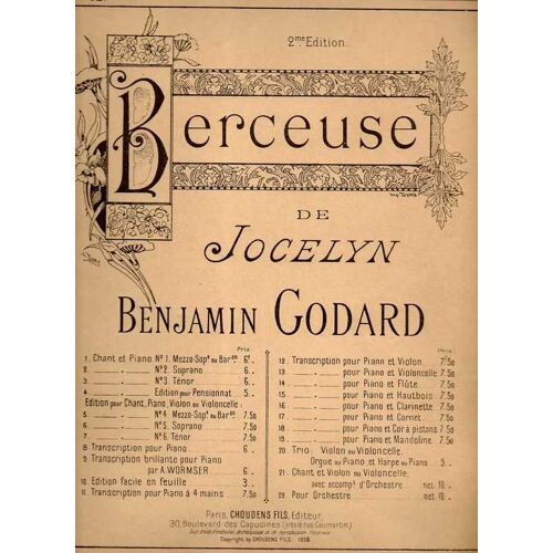 Berceuse De Jocelyn Par Benjamin Godard