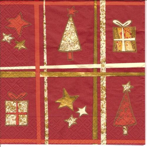 Lot De Serviettes Déco De Noël:Sapins, Étoiles, Cadeaux.