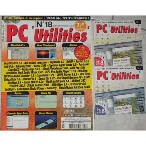 Pc' Utilities Janvier/Février 2003 + 2 Cd  N° 18 : Pc'utilities N° 18