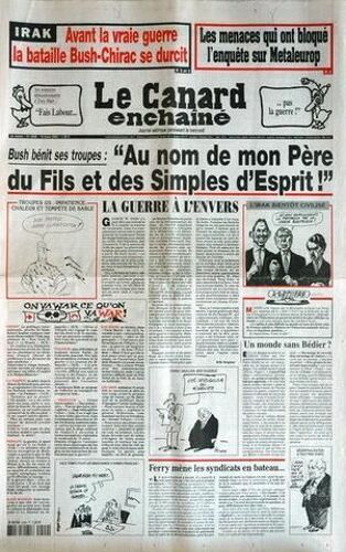 Le Canard Enchaîné  N° 4299 : Au Nom De Mon Père Du Fils Et Des Simples D'esprit!
