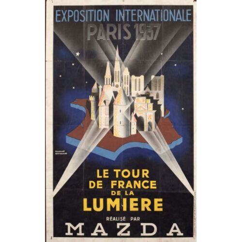 Affiche Le Tour De France De La Lumière Mazda 1937