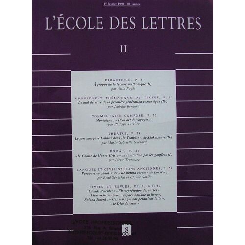 L'école Des Lettres Ii (2) - 01 Février 1990 - 81ème Année  N° 8