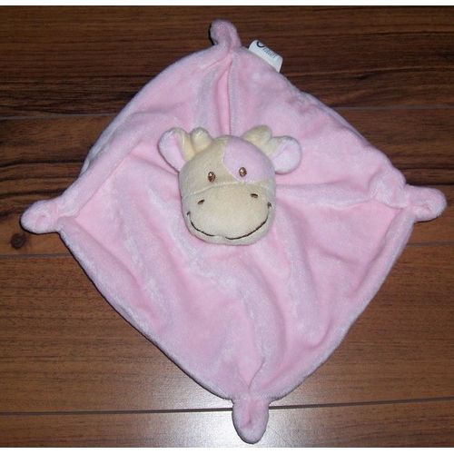 Doudou Plat Carré - Vache Rose