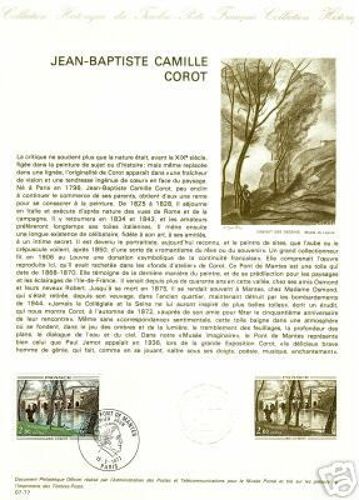 Document Philatelique Timbre N° 07 : Jean Baptiste Camille Corot