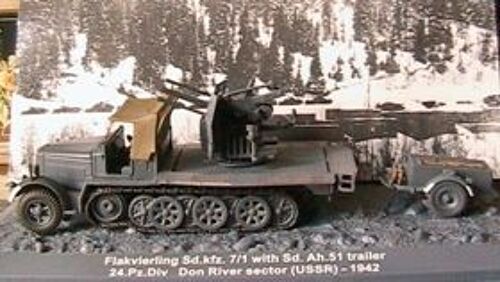 Vehicule Militaire Allemand - Panzer Flakvierling Sd Kfz 7-1 + Sd Ah 51 Trailer 1942 - 1/72-Altaya