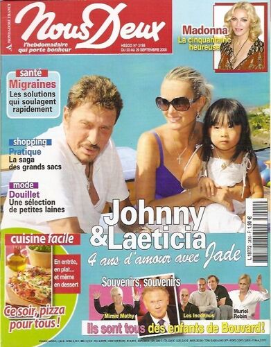 Nous Deux Du 23 Septembre 2008  N° 3195 : Johnny Hallyday Jade Laeticia (Couverture +2p) Madonna (Medaillon + 1/2p)