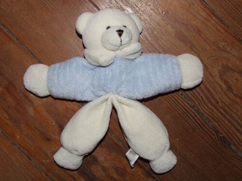Ours Cmp Doudou Bleu Beige Peluche 22 Cms