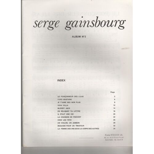 Serge Gainsbourg Album N°2 12 Chansons