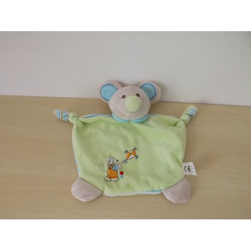 Doudou Souris Gris Bleu Vert Cerf Volant Maxita