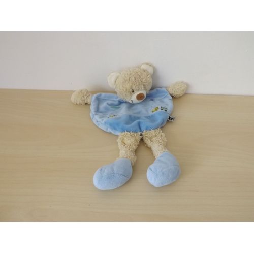 Doudou Ours Beige Bleu Train Tex