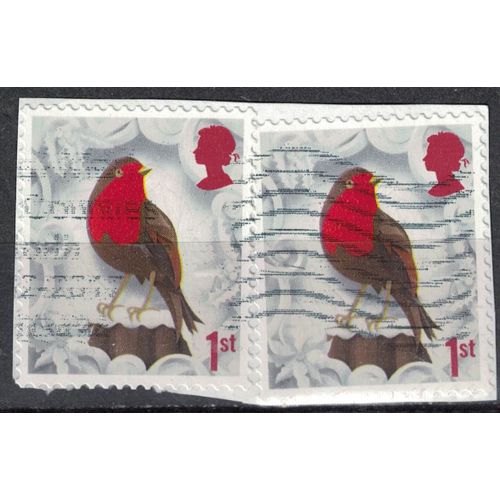 Royaume Uni 2016 Lot 2 Oblitérés Used Oiseau Erithacus Rubecula Rouge Gorge Familier Su