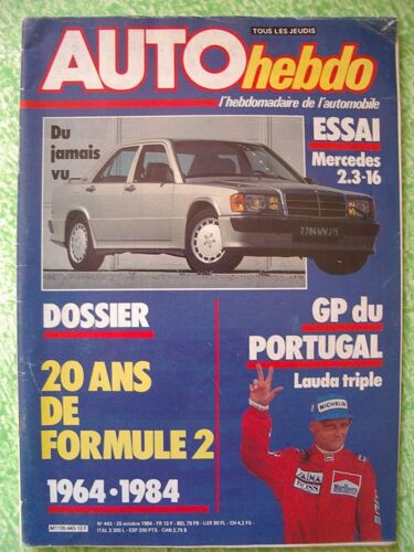 Auto Hebdo - 25 Octobre 1984 -  N° 443 : Dossier : 20 Ans De Formule 2