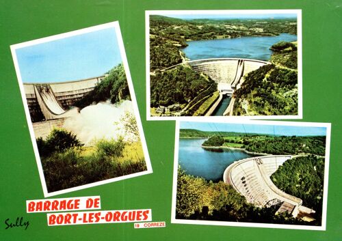 Carte Postale De Bort Les Orgues (Corrèze) Barrage De Bort Les Orgues, 3 Vues