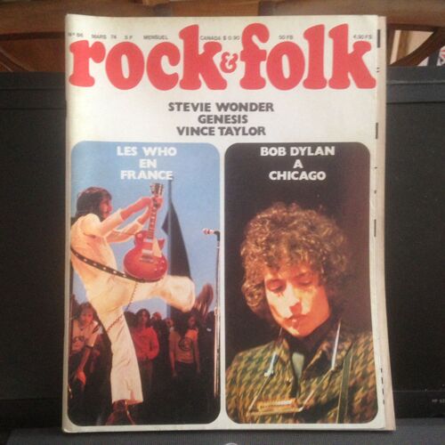 Rock & Folk 086 1974 Mars Cover Les Who + Poster Bob Dylan Stevie Wonder Genesis Serge Gainsbourg Vince Taylor