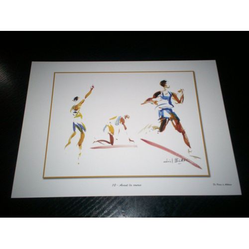 Reproduction D'aquarelle De Joel Blanc De Paris À Athènes Avant La Course